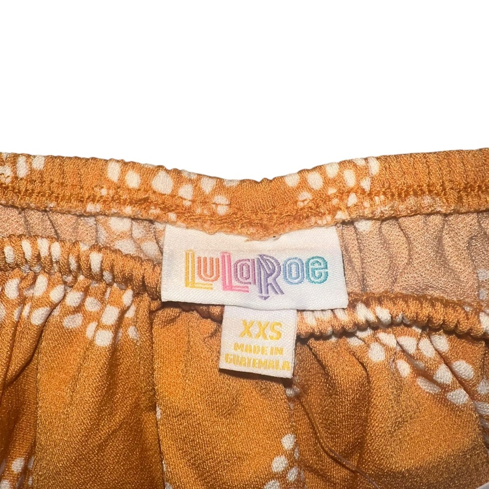 LuLaRoe XXS Off The Shoulder‎ Ruffle Top Mustard Yellow Leaf Print - Picture 2 of 4